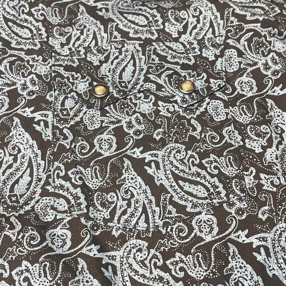 Panhandle Slim Pearl Snap Button Shirt Sawtooth Pockets Size Large Paisley Print - Picture 9 of 16
